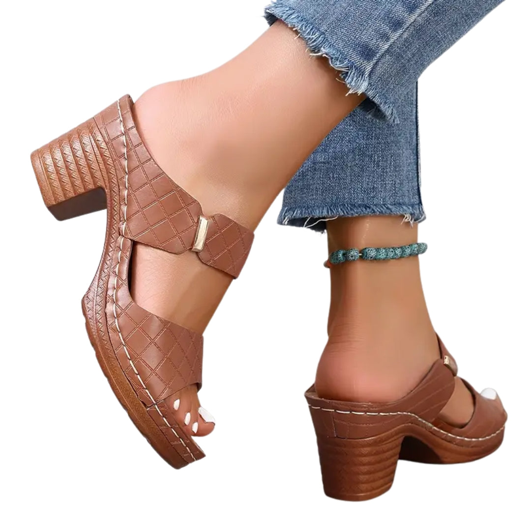 Meher | Classic Low Heel Sandals with Cutout Strap