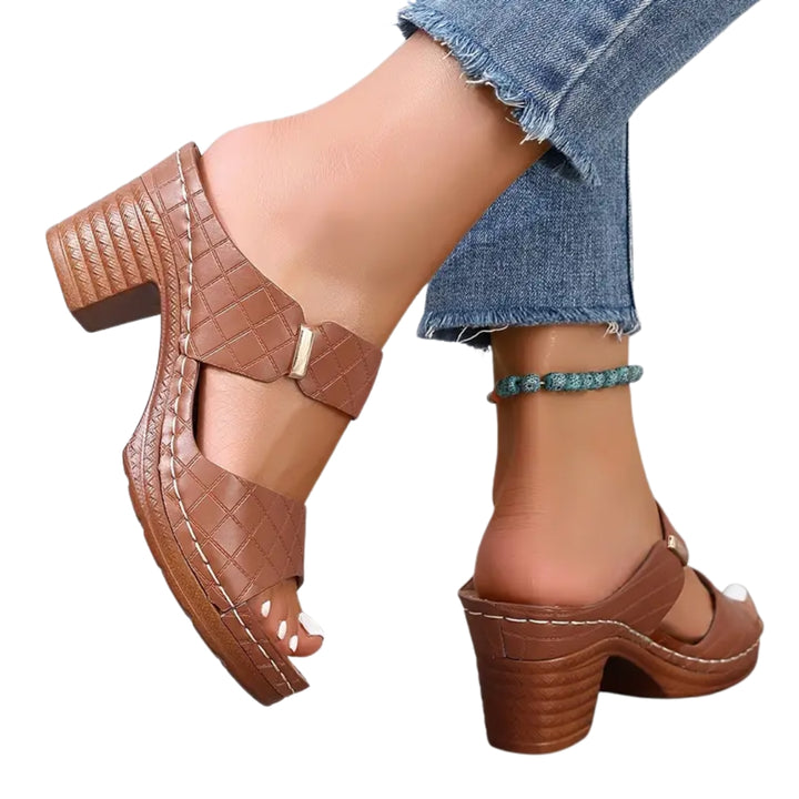 Meher | Classic Low Heel Sandals with Cutout Strap