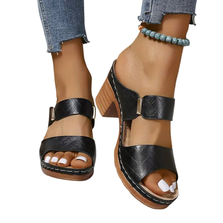 Meher | Classic Low Heel Sandals with Cutout Strap