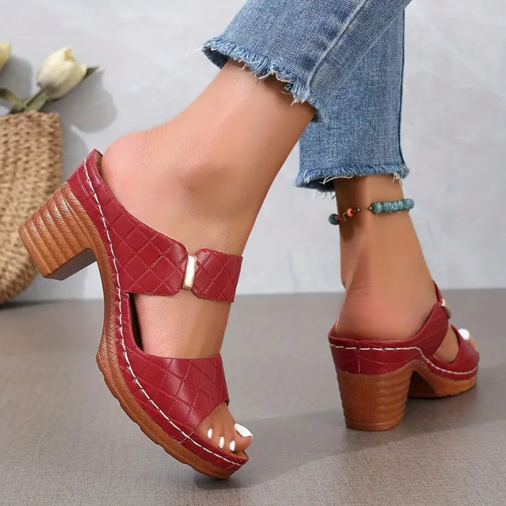 Meher | Classic Low Heel Sandals with Cutout Strap