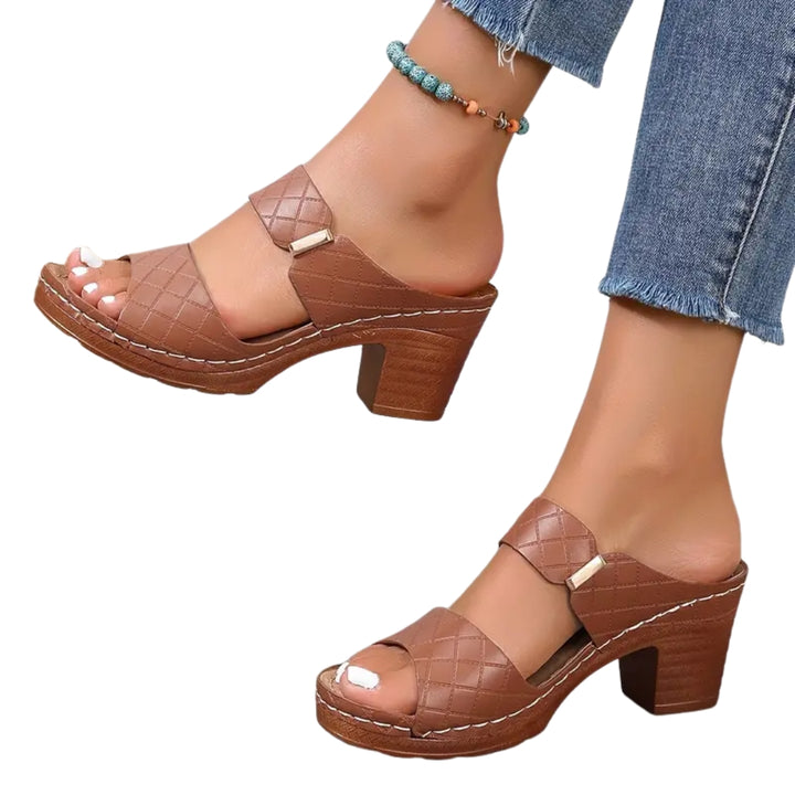 Meher | Classic Low Heel Sandals with Cutout Strap