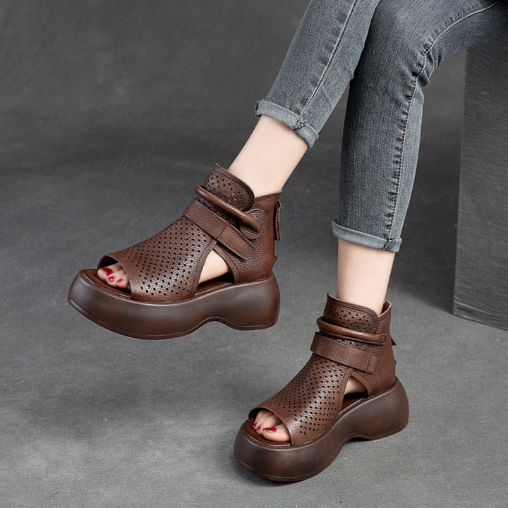Melisande | Platform Sandals with Perforated Upper