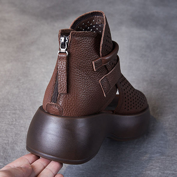 Melisande | Platform Sandals with Perforated Upper