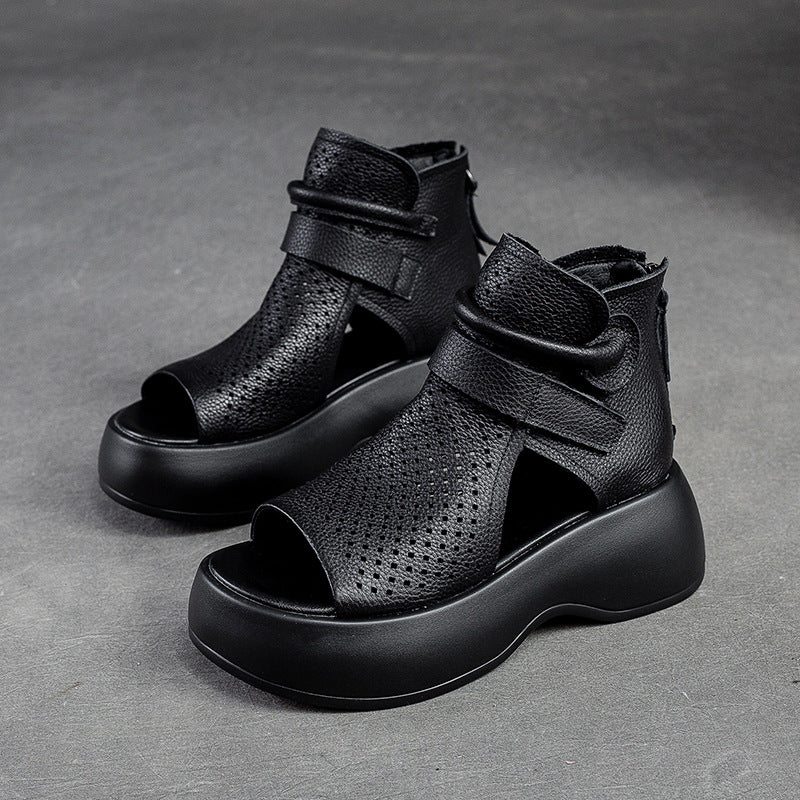Melisande | Platform Sandals with Perforated Upper