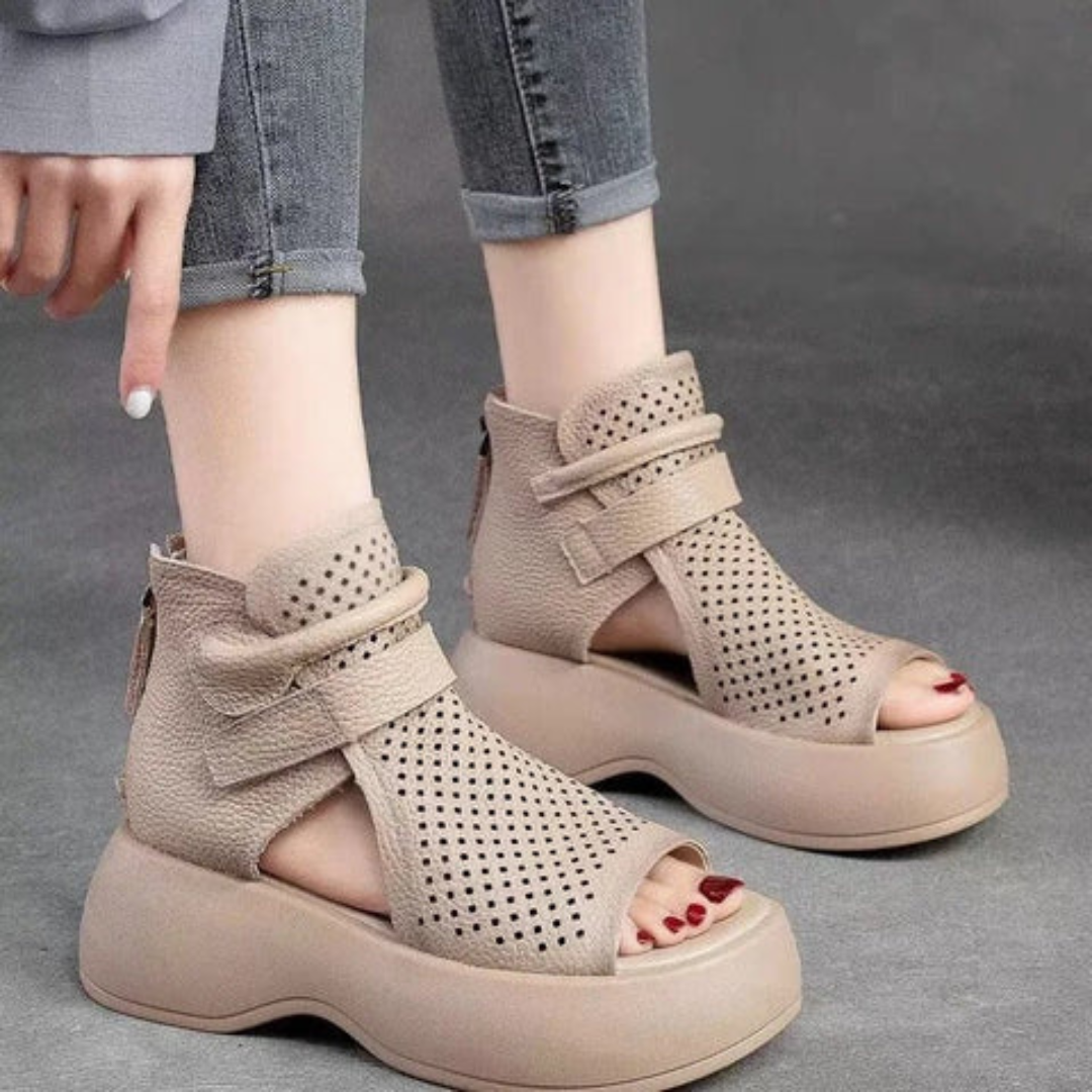 Melisande | Platform Sandals with Perforated Upper