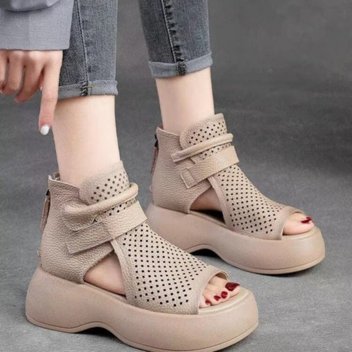 Melisande | Platform Sandals with Perforated Upper
