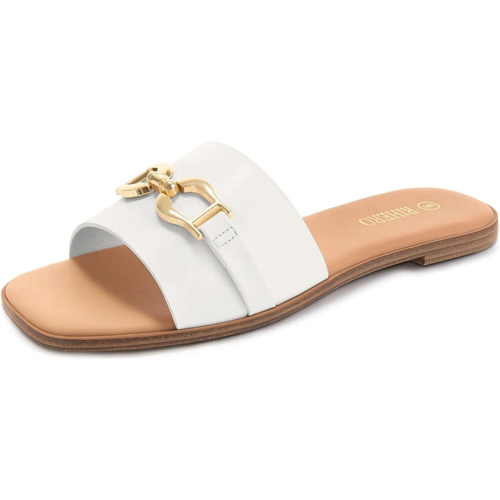 Melusine | Flat Slide Sandals with Buckle Accent