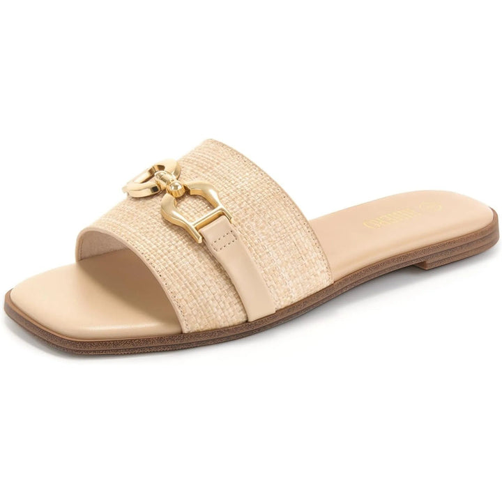 Melusine | Flat Slide Sandals with Buckle Accent