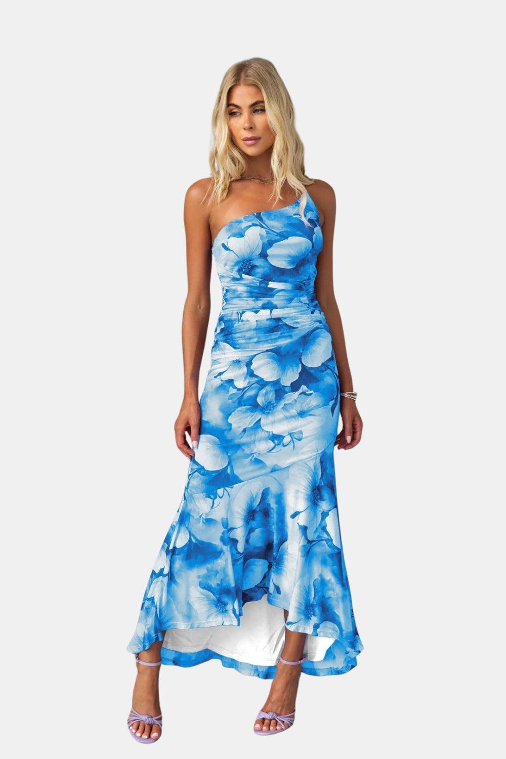 Melyzandra | Wedding Guest Floral One Shoulder Midi Dress