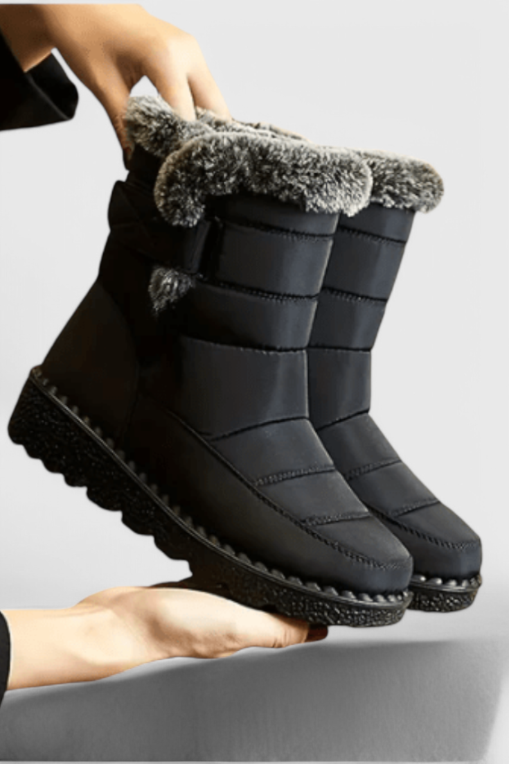 Mila | Quilted Mid Calf Boots With Lined Trim