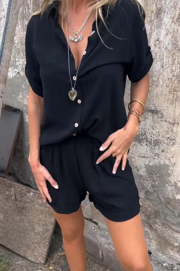 Mila | Relaxed Button Up Shirt And Shorts Set