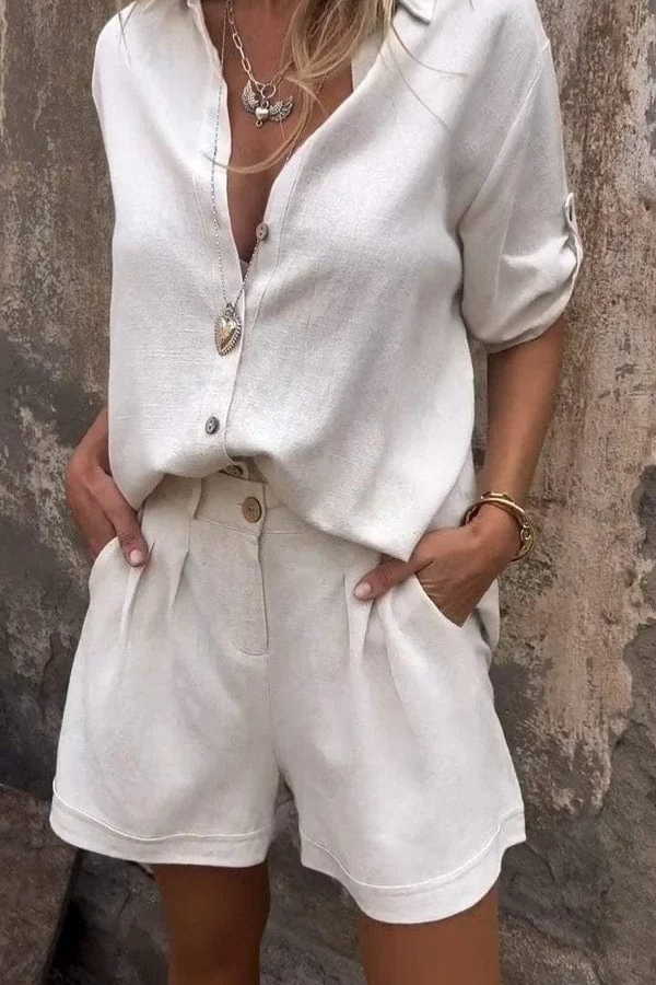 Mila | Relaxed Button Up Shirt And Shorts Set