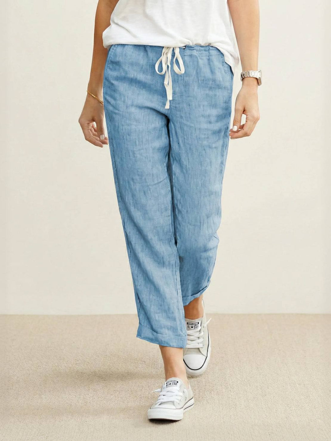 Mila | Straight Leg Pants With Drawstring Waist