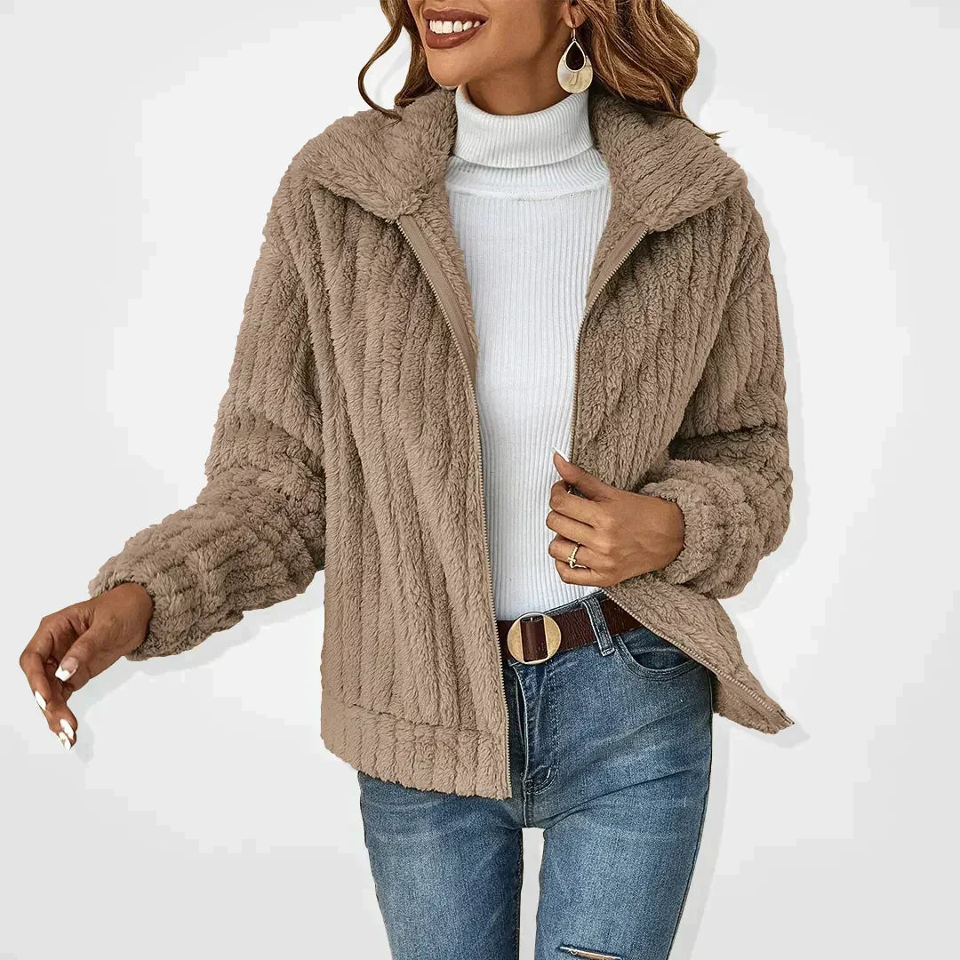Mirezza | Zip Front Plush Jacket