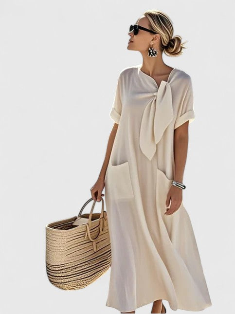 Monica | Chic Maxi Dress with Neck Tie Detail