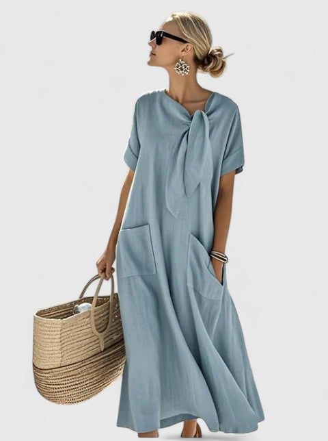 Monica | Chic Maxi Dress with Neck Tie Detail