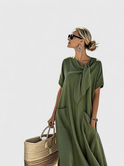 Monica | Chic Maxi Dress with Neck Tie Detail