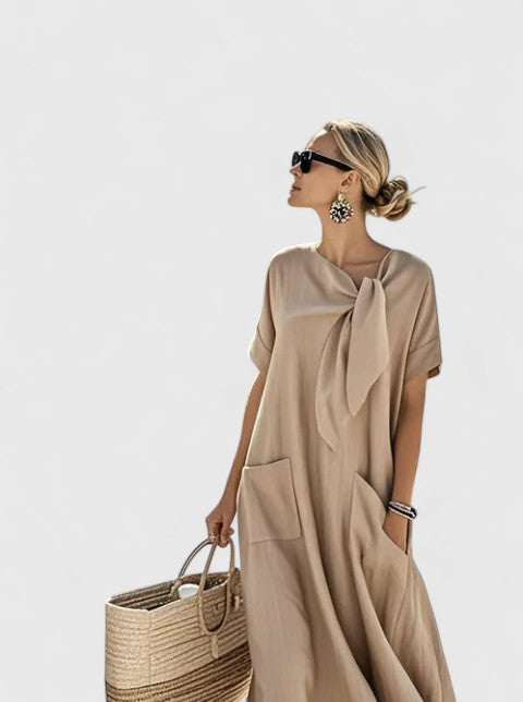 Monica | Chic Maxi Dress with Neck Tie Detail