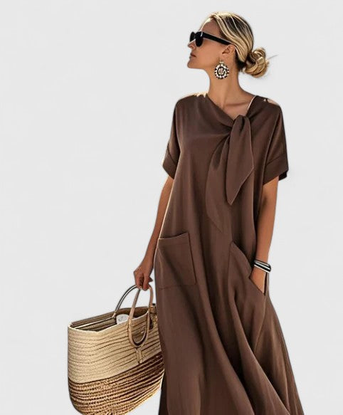 Monica | Chic Maxi Dress with Neck Tie Detail
