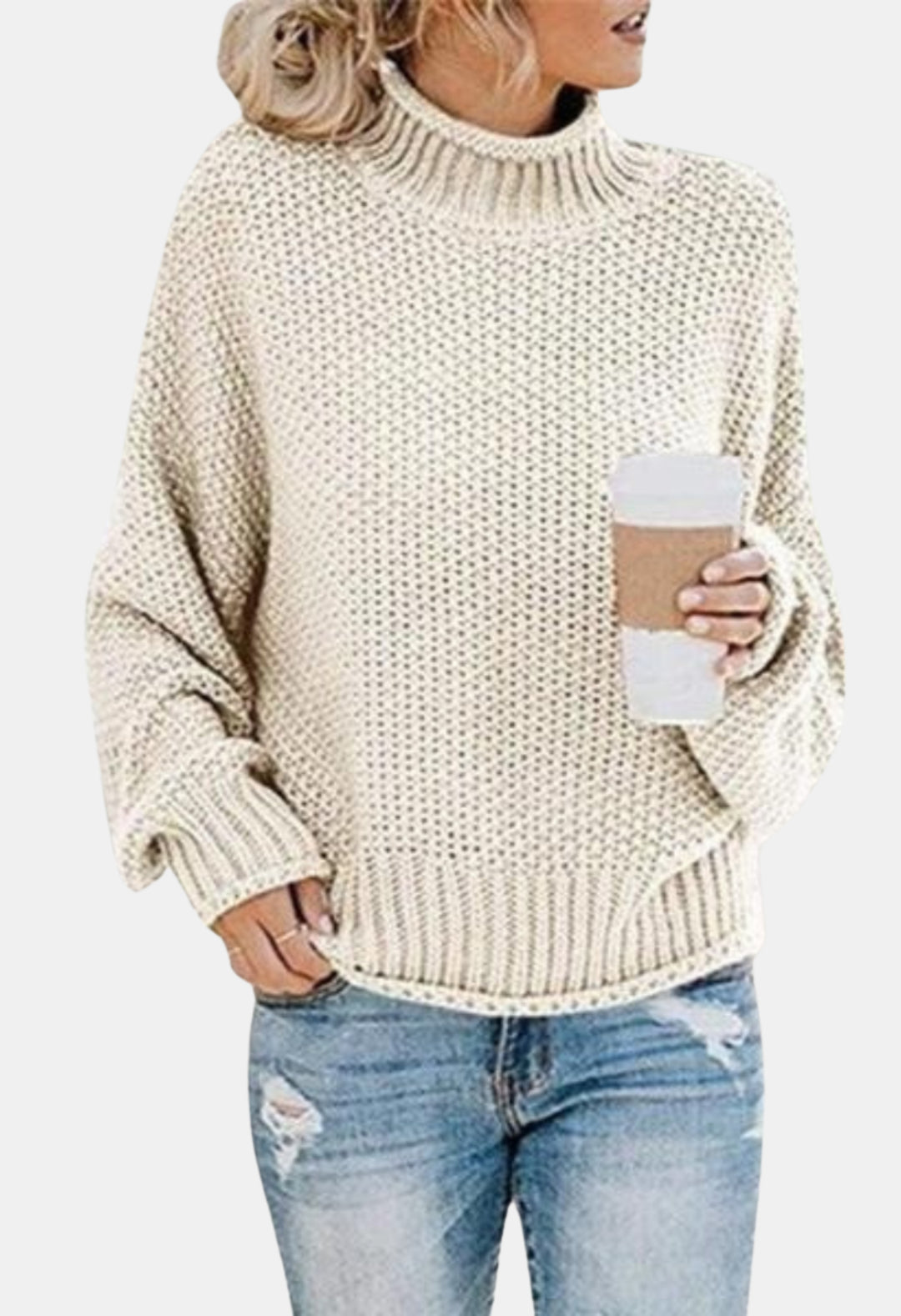 Monroe | Textured Turtleneck Knit Sweater