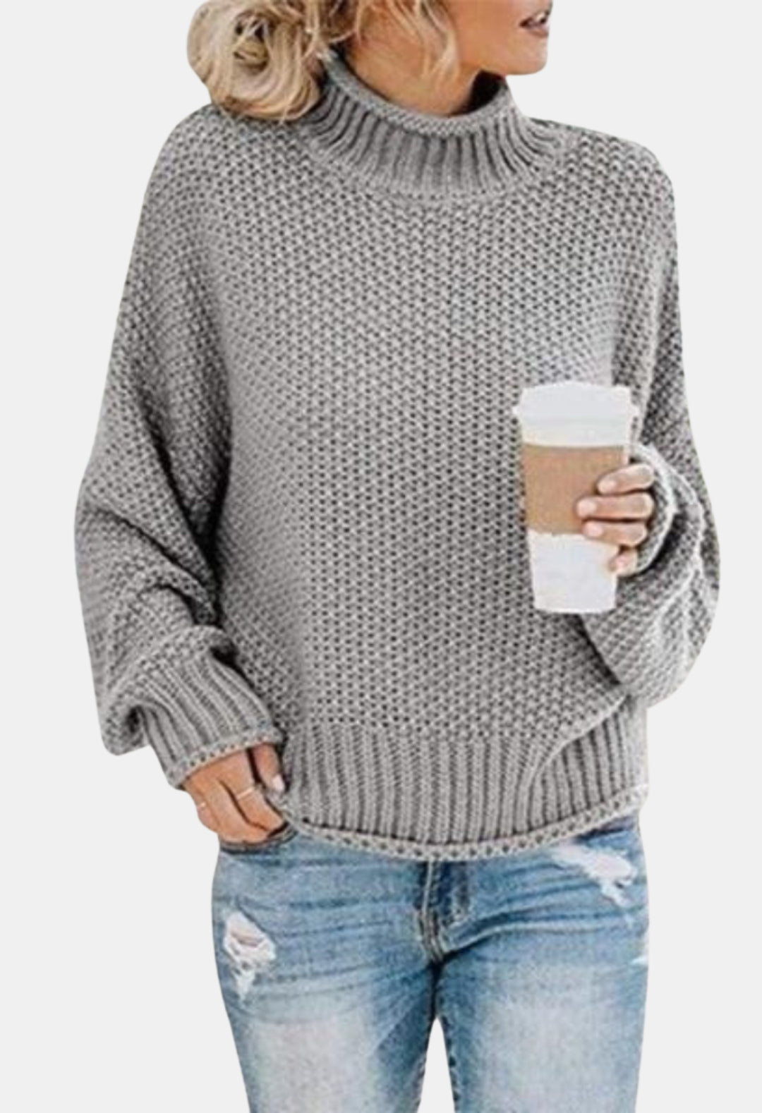 Monroe | Textured Turtleneck Knit Sweater