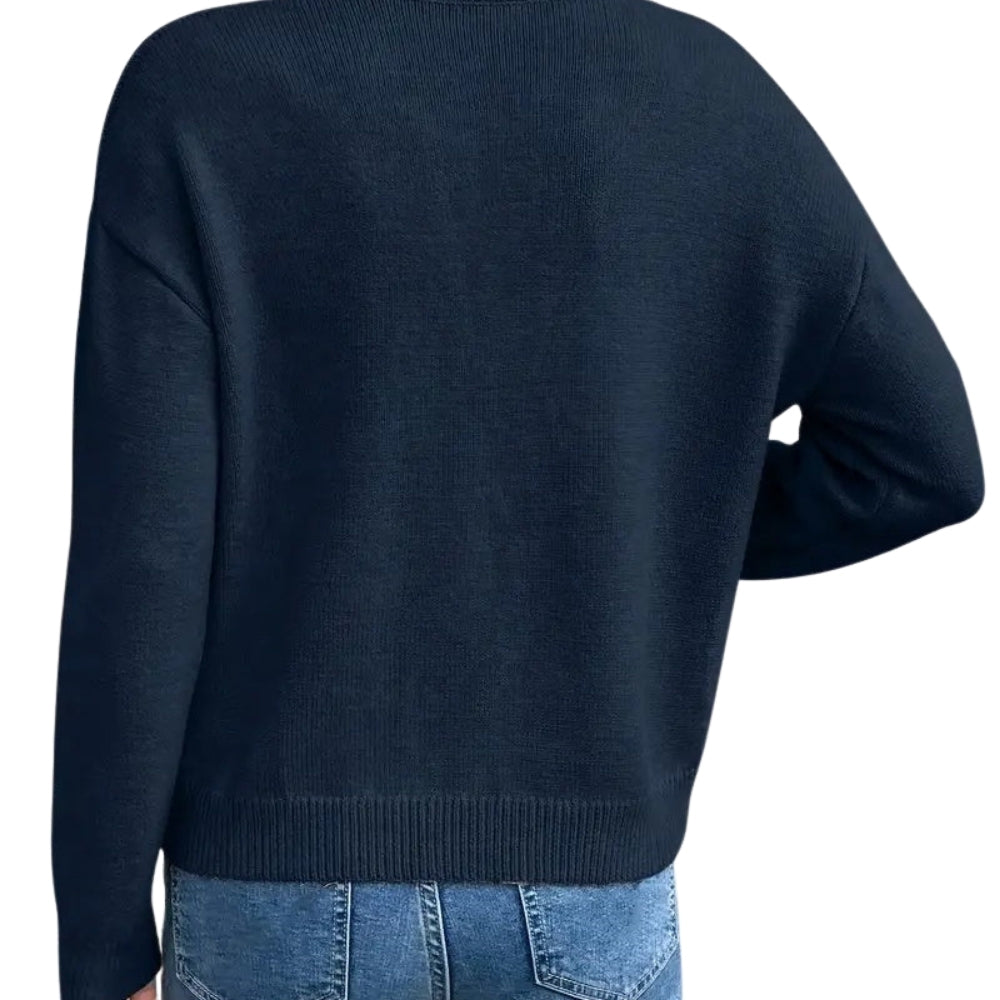 Murphy | V Neck Knit Sweater with Lace Trim