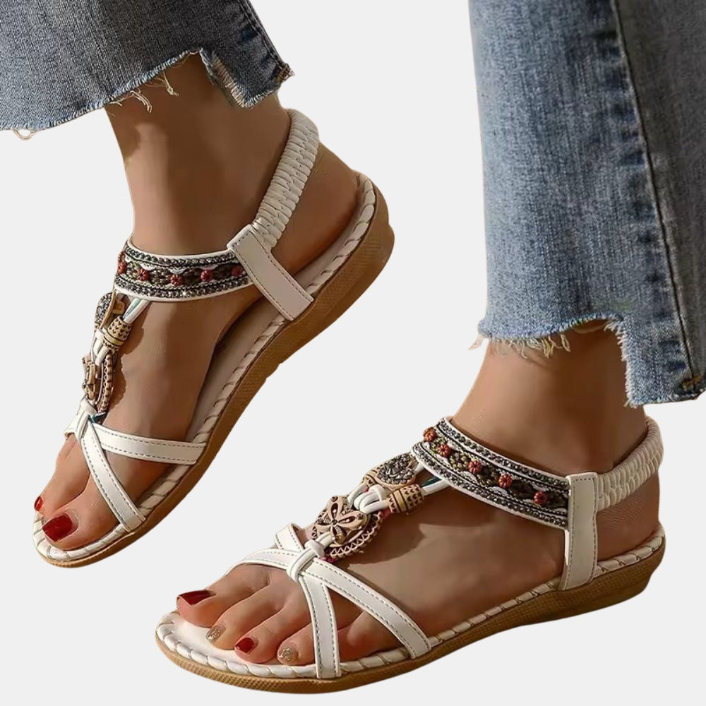 Nadene | Boho Thong Sandals with Beaded Detail