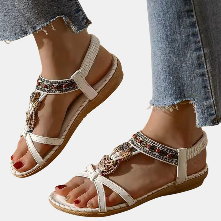 Nadene | Boho Thong Sandals with Beaded Detail