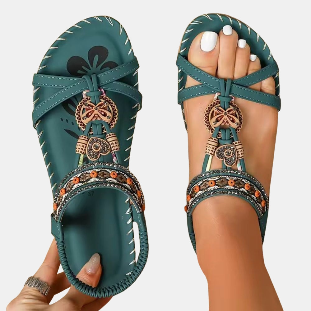 Nadene | Boho Thong Sandals with Beaded Detail