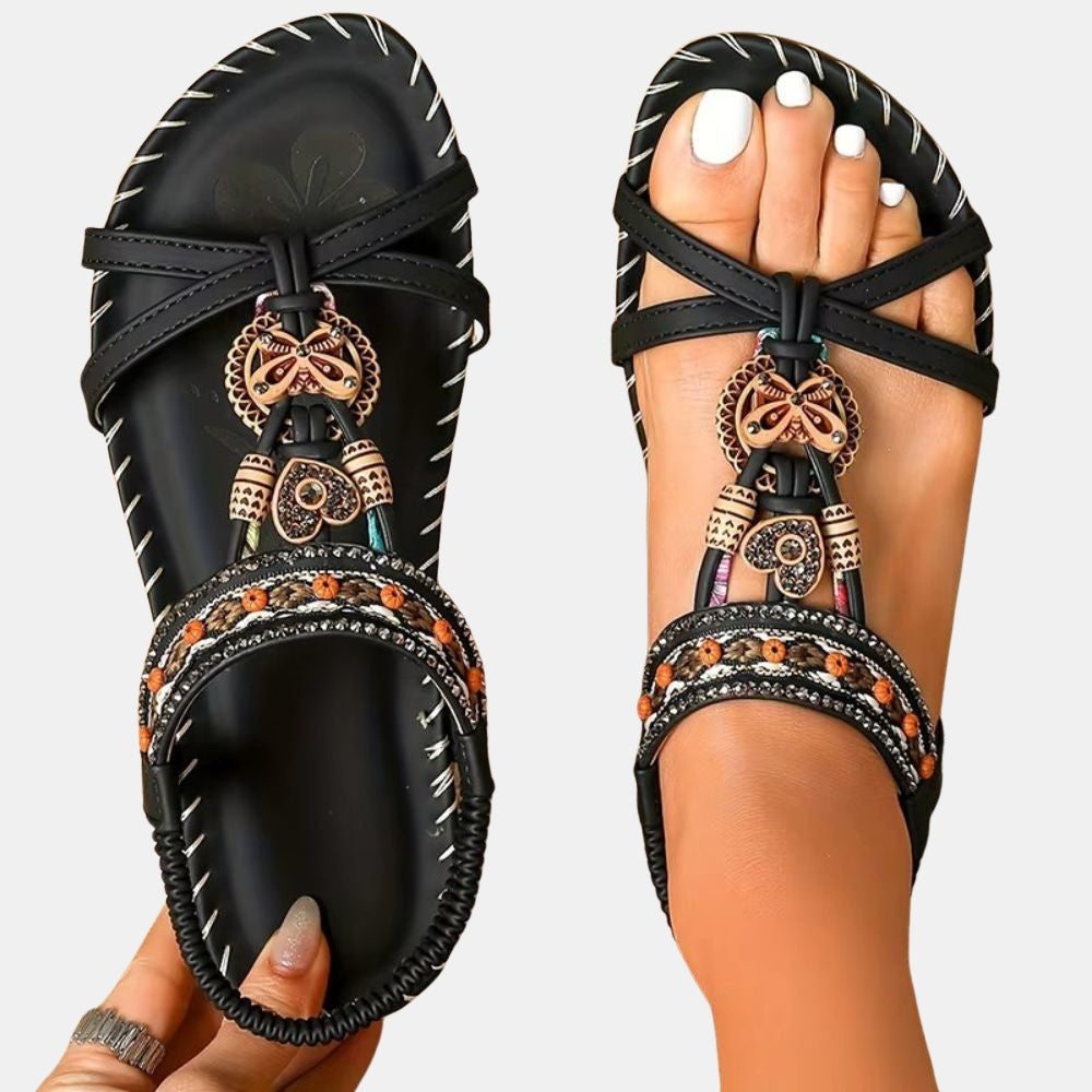 Nadene | Boho Thong Sandals with Beaded Detail