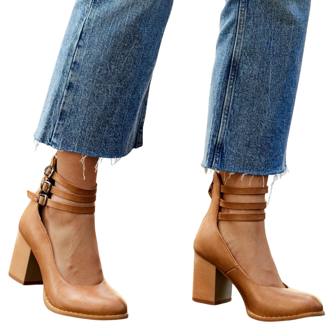 Naima | Elegant Block Heel Pumps with Ankle Strap