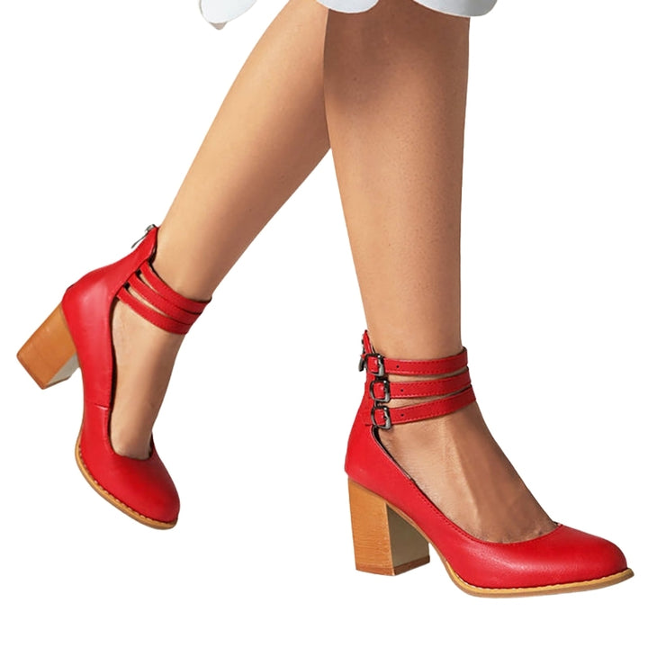 Naima | Elegant Block Heel Pumps with Ankle Strap