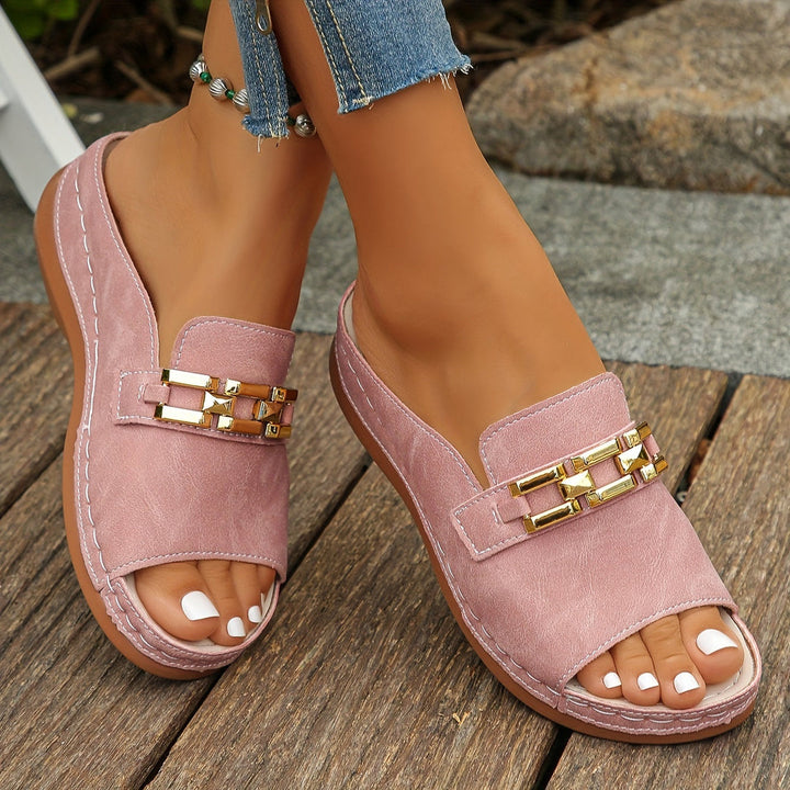Nannette | Chic Slide Sandals with Link Detail