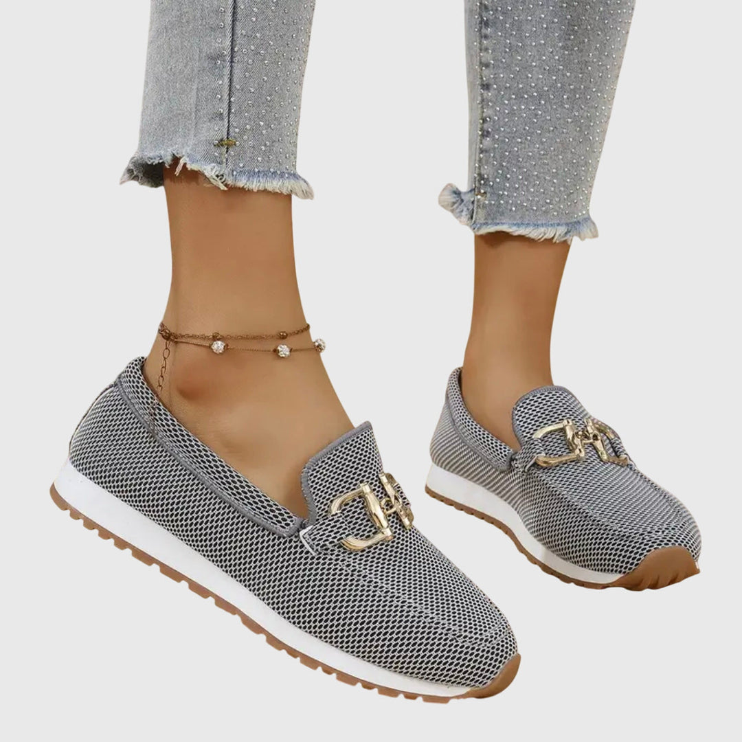 Naomi | Chic Slip On Loafers with Chain Detail