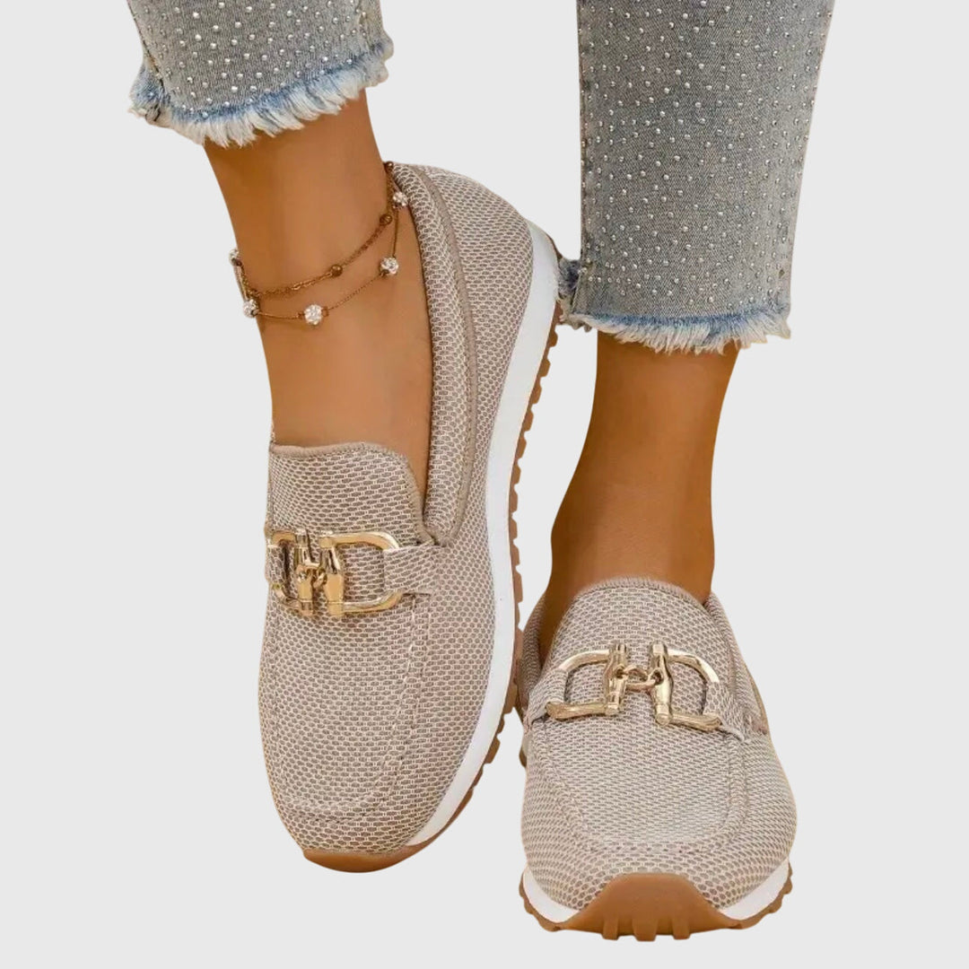 Naomi | Chic Slip On Loafers with Chain Detail