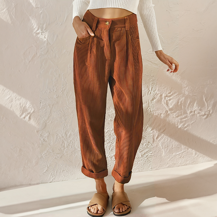 Naomi | Pleated Straight Leg Pants with Tie Waist