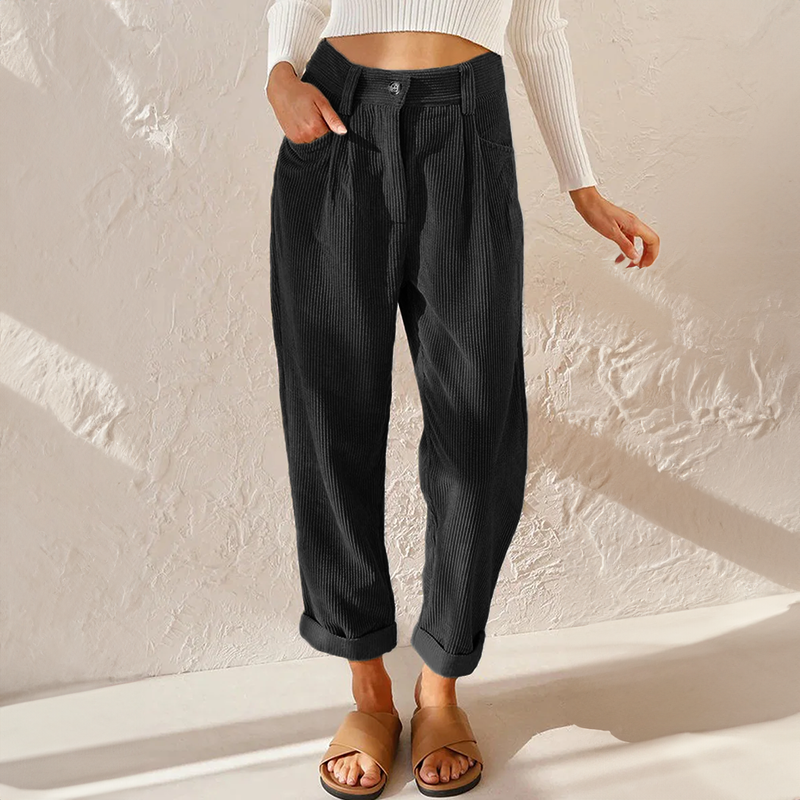 Naomi | Pleated Straight Leg Pants with Tie Waist