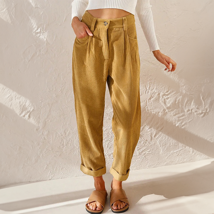 Naomi | Pleated Straight Leg Pants with Tie Waist