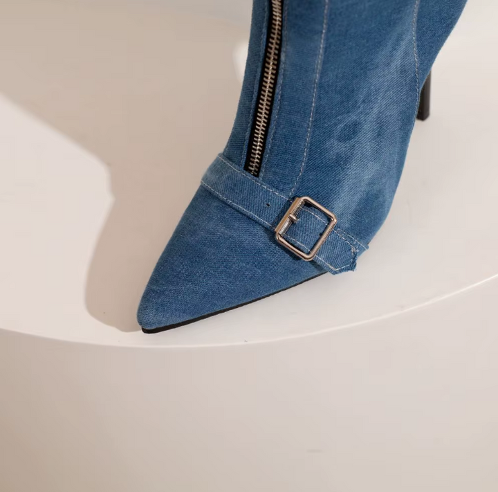 Naomi | Pointed Toe Ankle Boots with Front Zipper