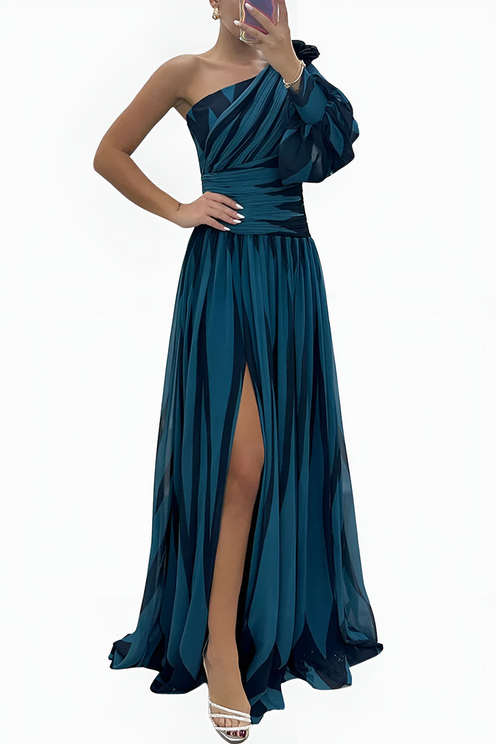 Naryvella | Wedding Guest One Shoulder Pleated Maxi Dress