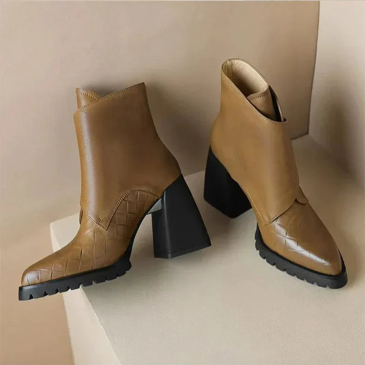 Natalie | Block Heel Ankle Boots With Buckle Detail