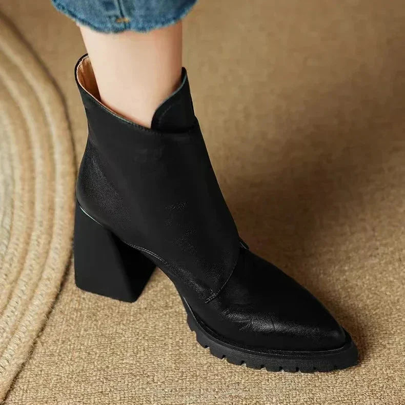 Natalie | Block Heel Ankle Boots With Buckle Detail
