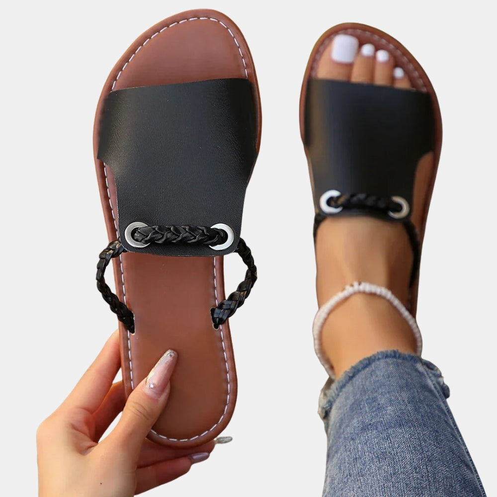 Nettie | Boho Slide Sandals with Braided Strap