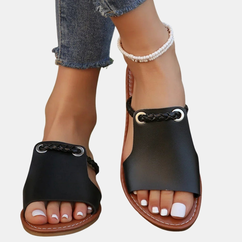 Nettie | Boho Slide Sandals with Braided Strap