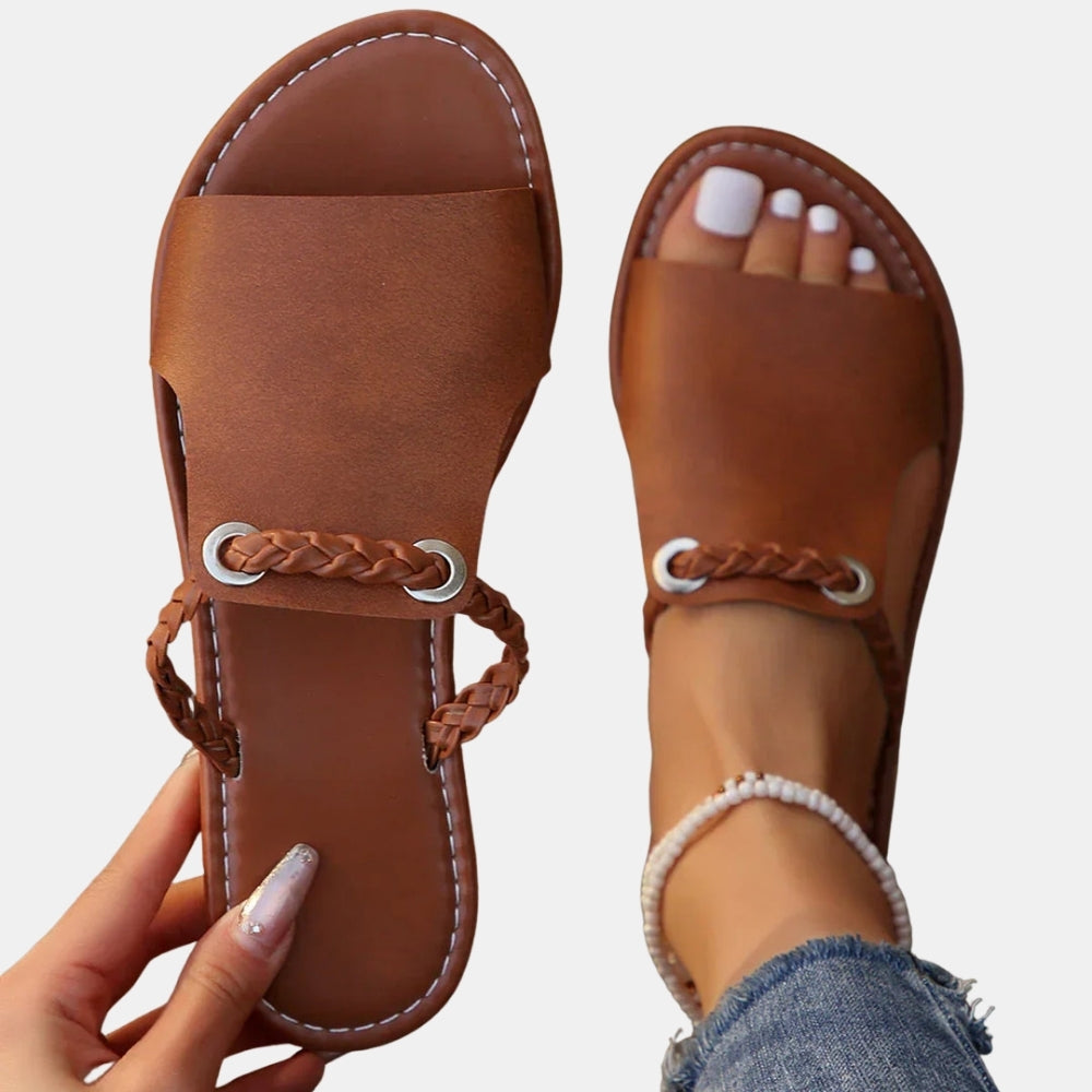 Nettie | Boho Slide Sandals with Braided Strap