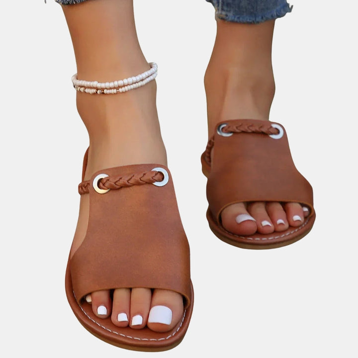 Nettie | Boho Slide Sandals with Braided Strap