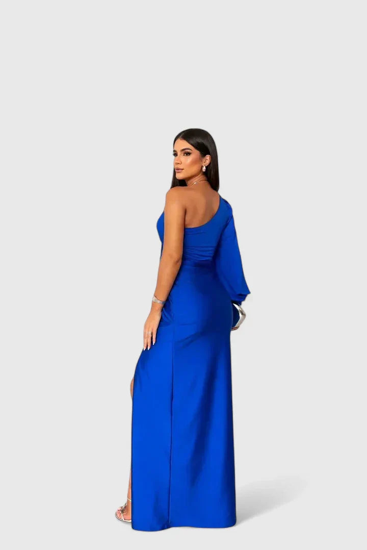Nirelia | Elegant One Shoulder Maxi Dress with Draped Waist