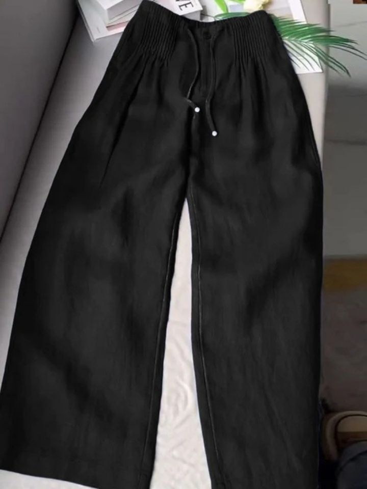 Noelle | Wide Leg Pants with Smocked Waist and Drawstring