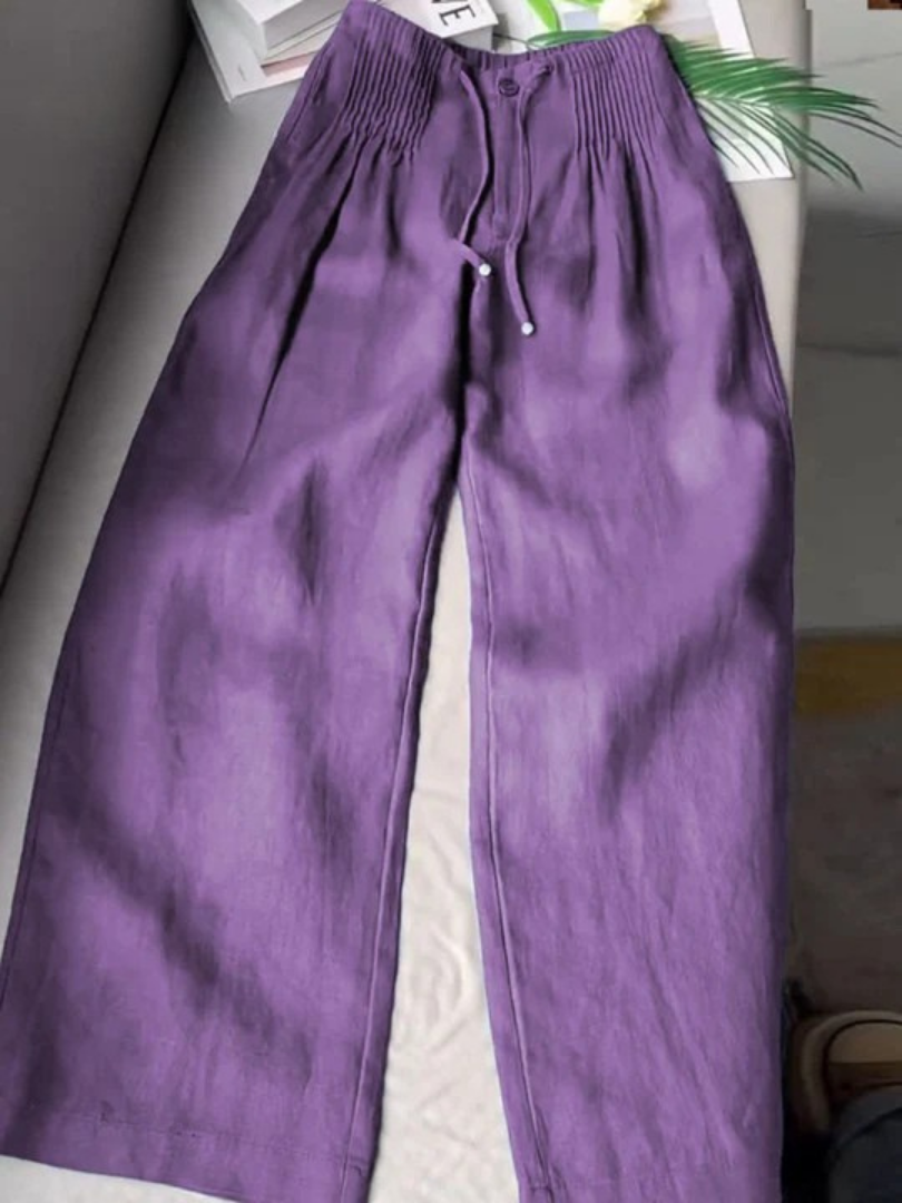 Noelle | Wide Leg Pants with Smocked Waist and Drawstring
