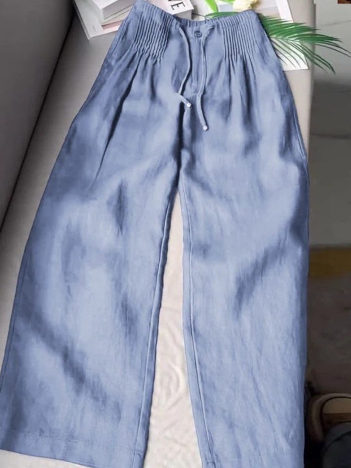 Noelle | Wide Leg Pants with Smocked Waist and Drawstring